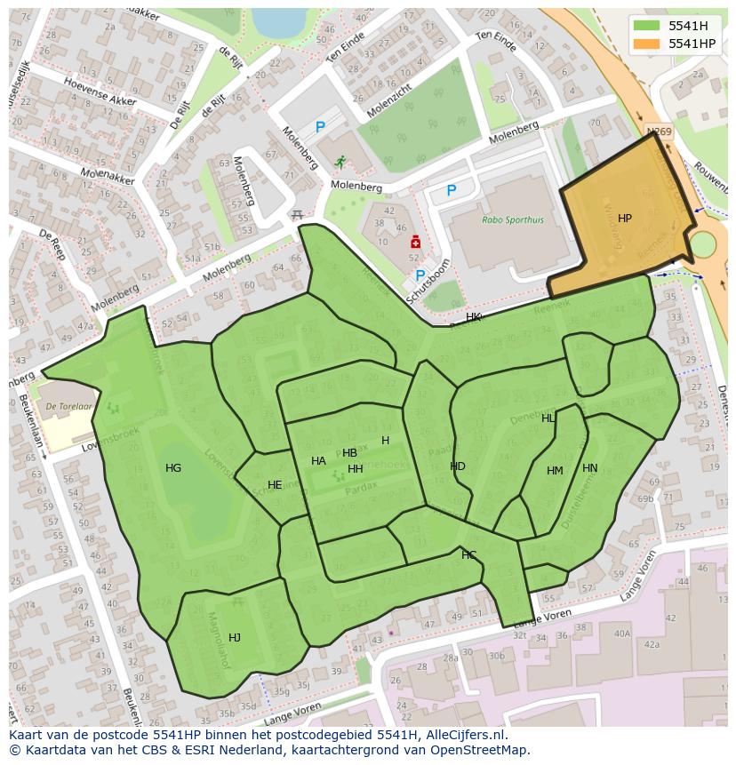 Afbeelding van het postcodegebied 5541 HP op de kaart.
