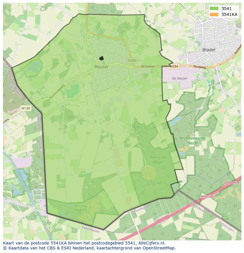 Afbeelding van het postcodegebied 5541 KA op de kaart.