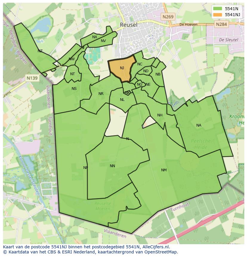 Afbeelding van het postcodegebied 5541 NJ op de kaart.