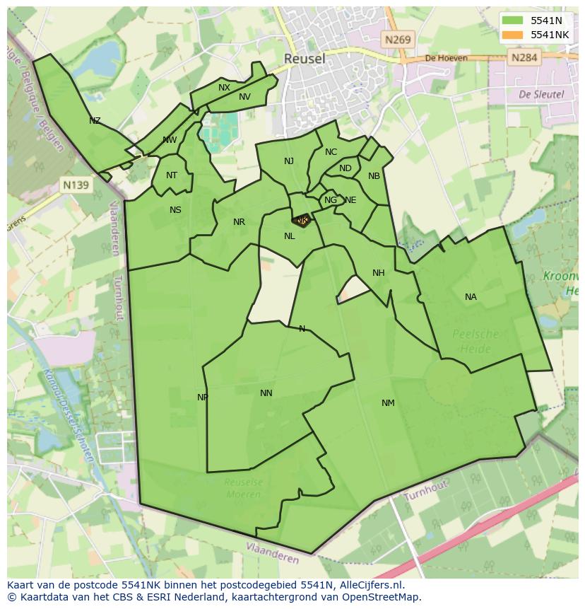 Afbeelding van het postcodegebied 5541 NK op de kaart.