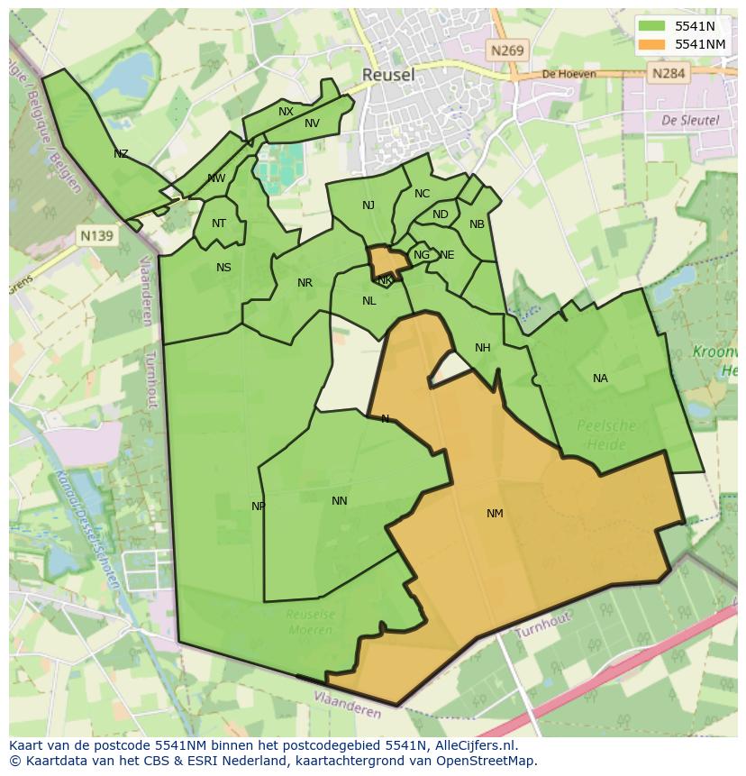 Afbeelding van het postcodegebied 5541 NM op de kaart.