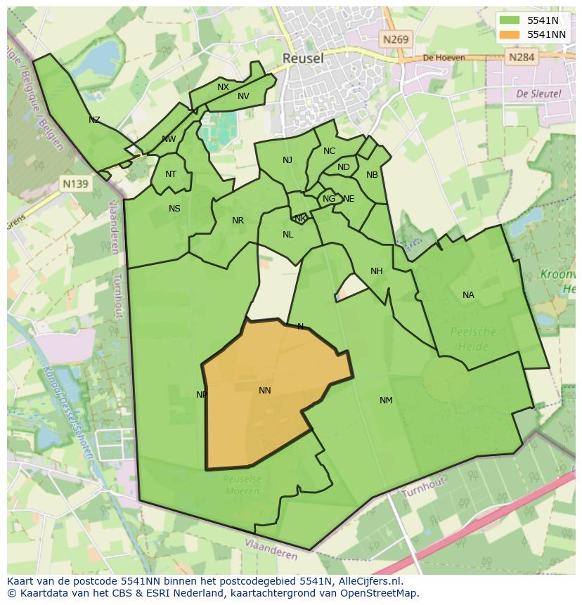 Afbeelding van het postcodegebied 5541 NN op de kaart.