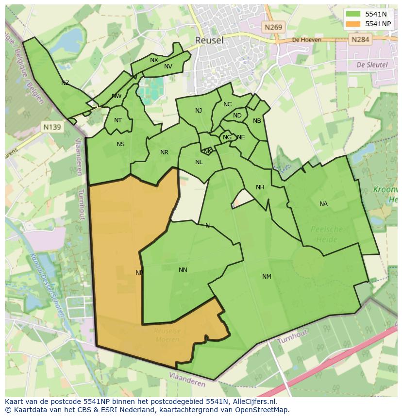 Afbeelding van het postcodegebied 5541 NP op de kaart.