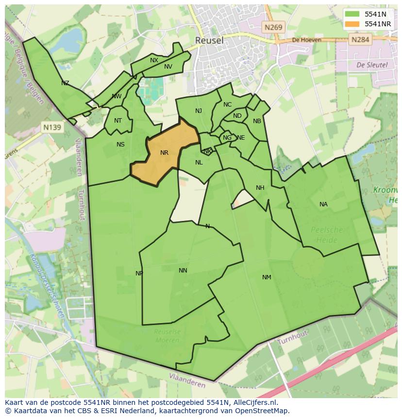 Afbeelding van het postcodegebied 5541 NR op de kaart.