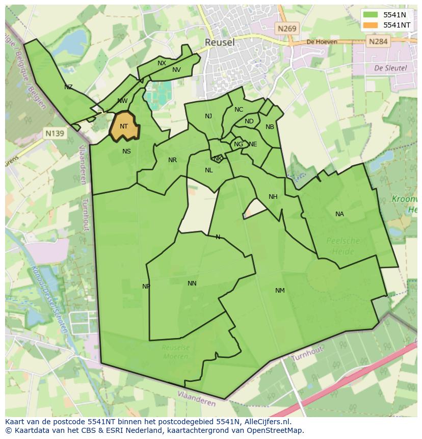 Afbeelding van het postcodegebied 5541 NT op de kaart.