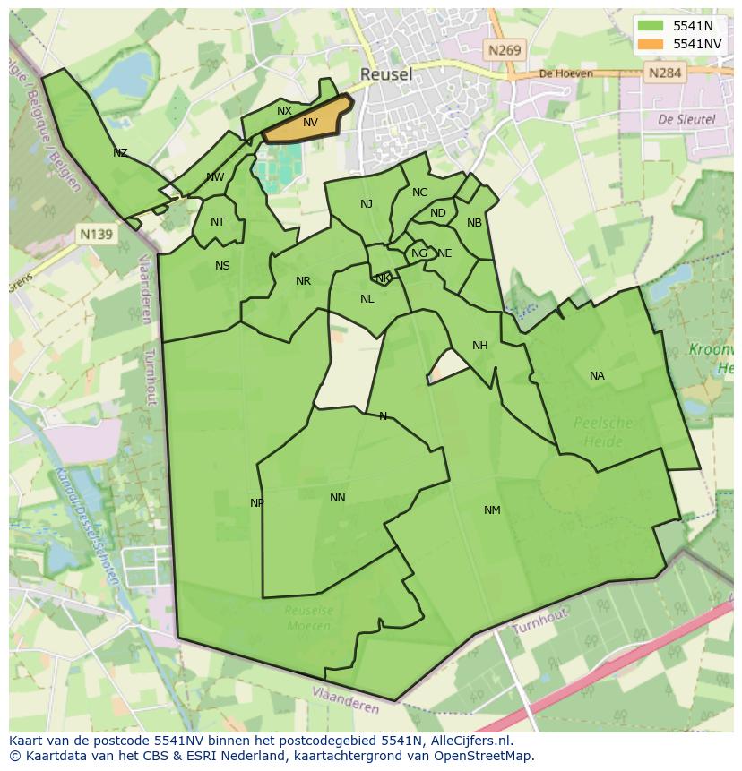 Afbeelding van het postcodegebied 5541 NV op de kaart.