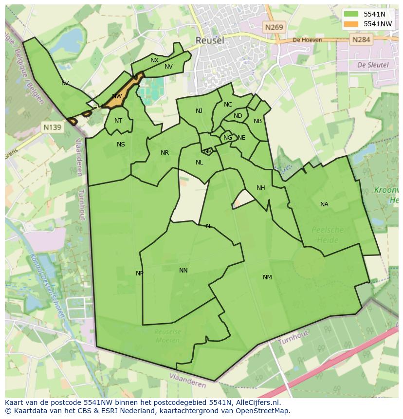 Afbeelding van het postcodegebied 5541 NW op de kaart.