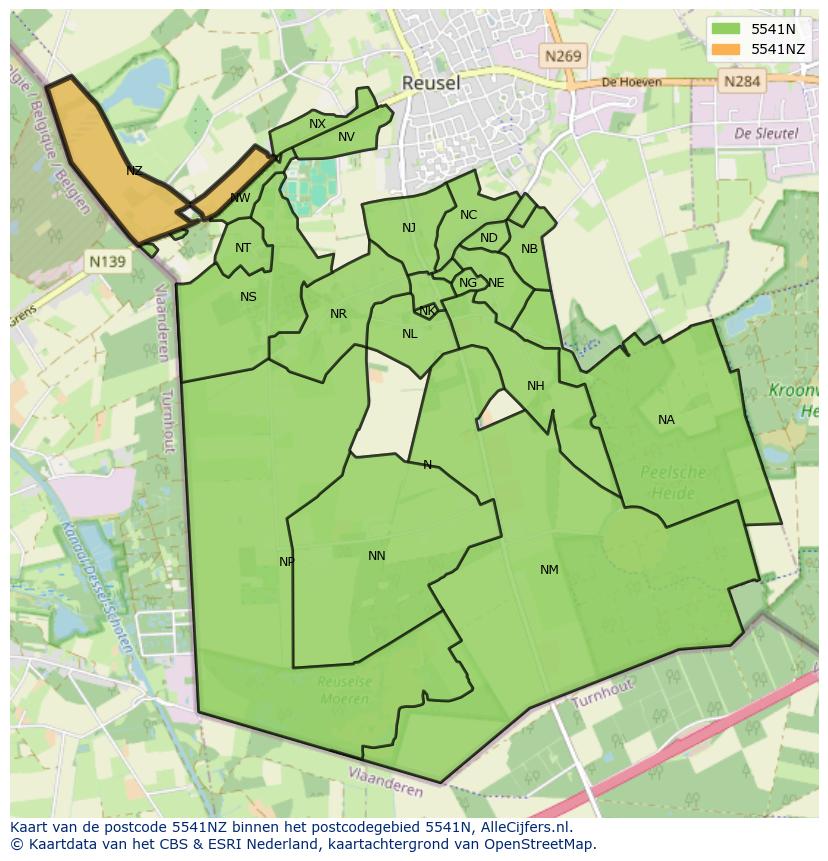 Afbeelding van het postcodegebied 5541 NZ op de kaart.