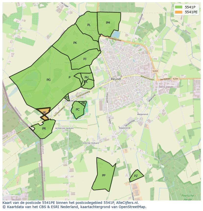 Afbeelding van het postcodegebied 5541 PE op de kaart.
