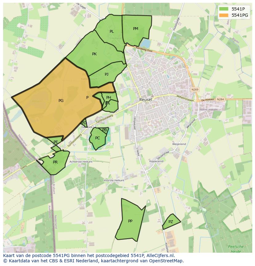 Afbeelding van het postcodegebied 5541 PG op de kaart.