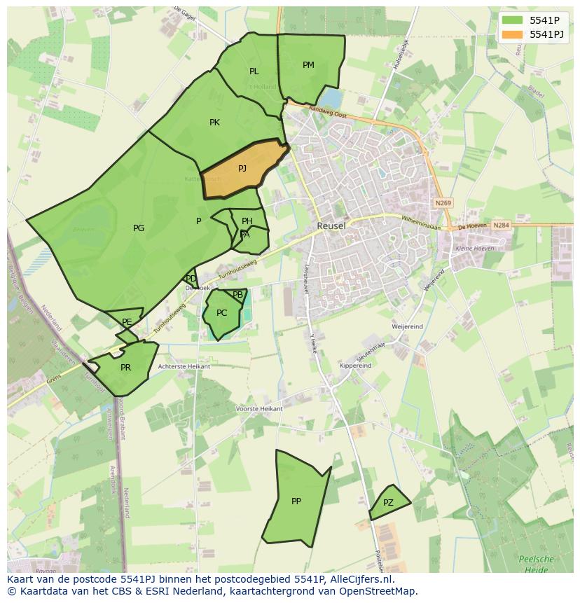 Afbeelding van het postcodegebied 5541 PJ op de kaart.