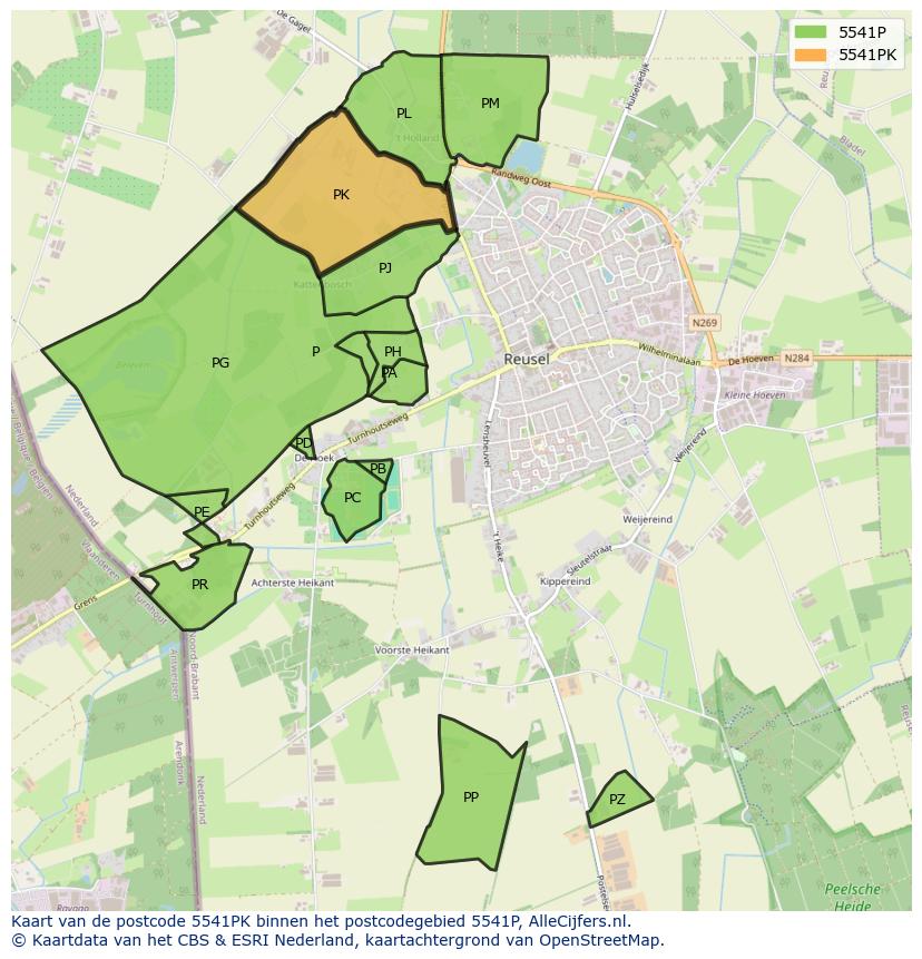 Afbeelding van het postcodegebied 5541 PK op de kaart.