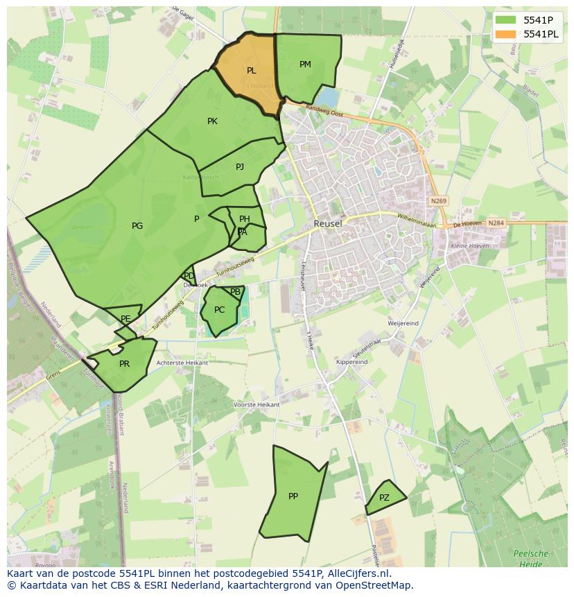 Afbeelding van het postcodegebied 5541 PL op de kaart.