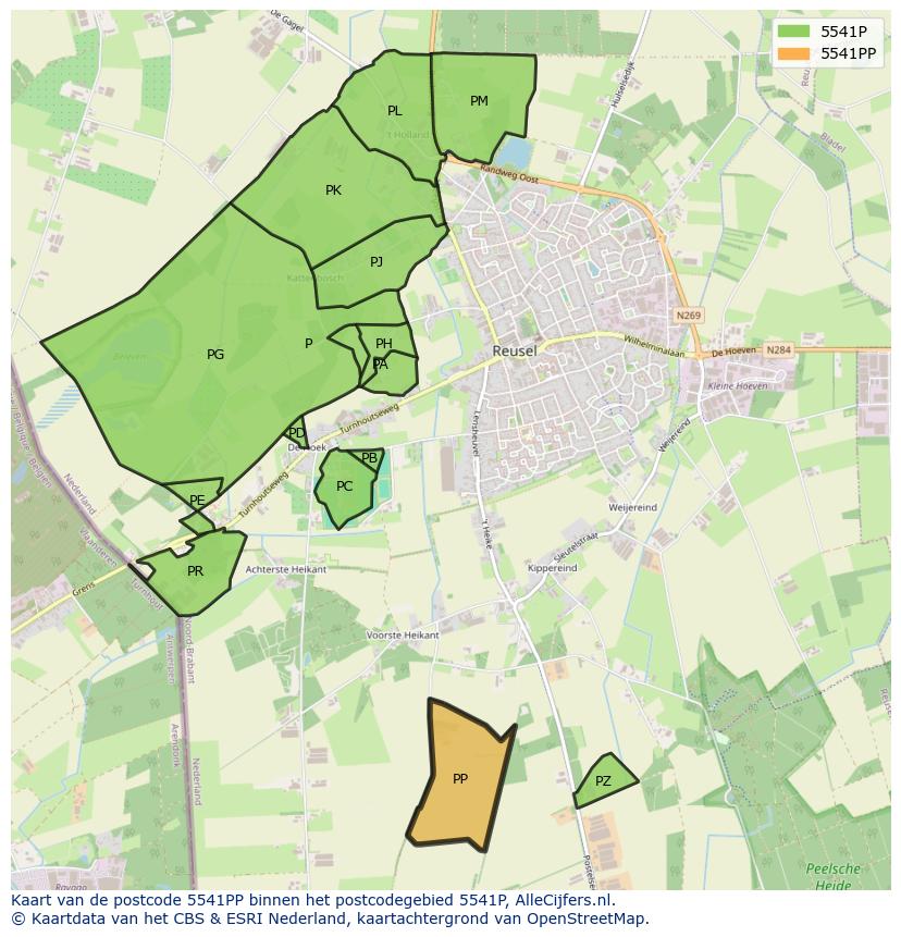 Afbeelding van het postcodegebied 5541 PP op de kaart.
