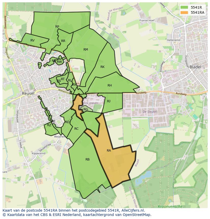 Afbeelding van het postcodegebied 5541 RA op de kaart.