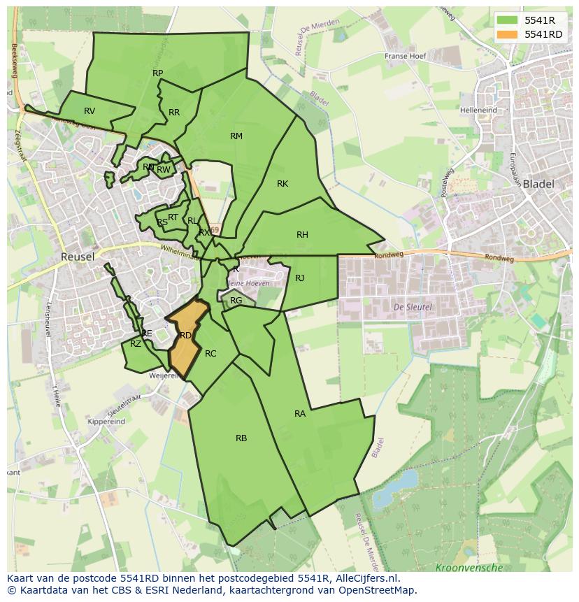 Afbeelding van het postcodegebied 5541 RD op de kaart.