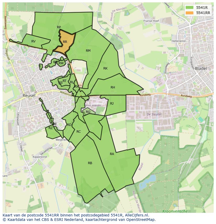 Afbeelding van het postcodegebied 5541 RR op de kaart.