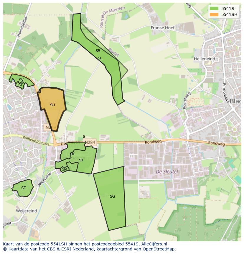 Afbeelding van het postcodegebied 5541 SH op de kaart.