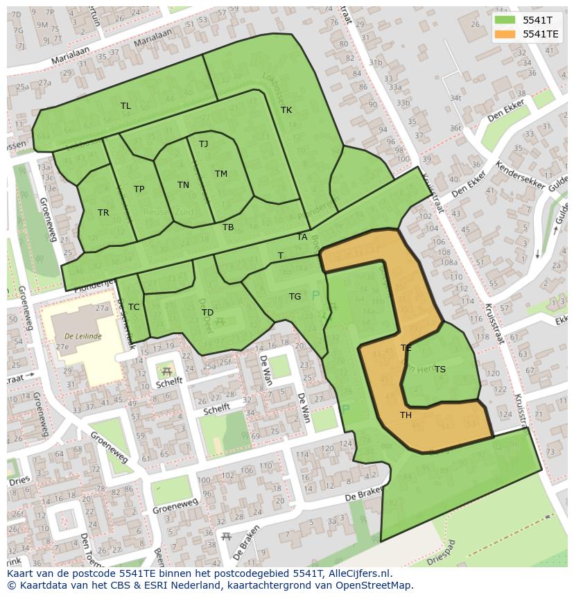 Afbeelding van het postcodegebied 5541 TE op de kaart.