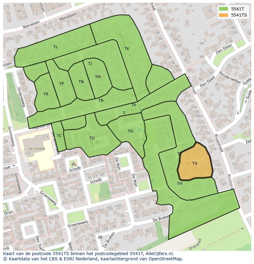 Afbeelding van het postcodegebied 5541 TS op de kaart.