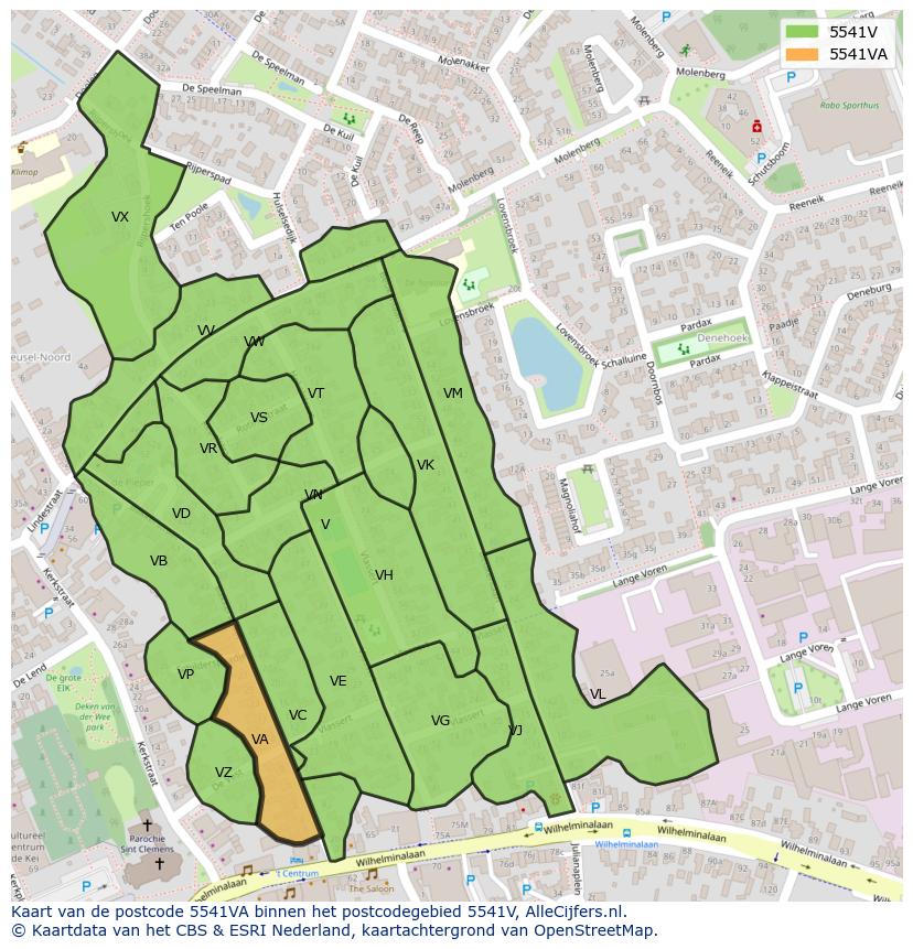Afbeelding van het postcodegebied 5541 VA op de kaart.