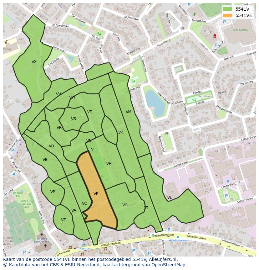 Afbeelding van het postcodegebied 5541 VE op de kaart.