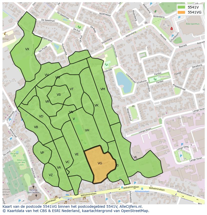 Afbeelding van het postcodegebied 5541 VG op de kaart.