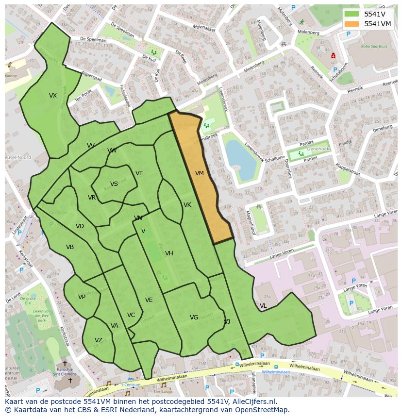 Afbeelding van het postcodegebied 5541 VM op de kaart.