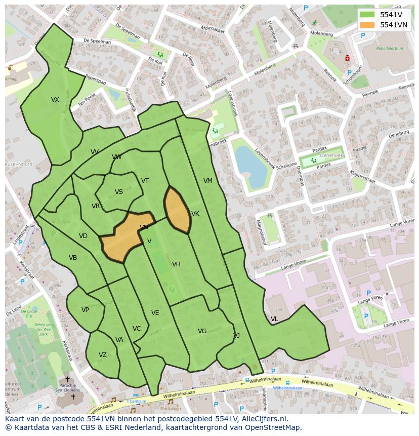 Afbeelding van het postcodegebied 5541 VN op de kaart.