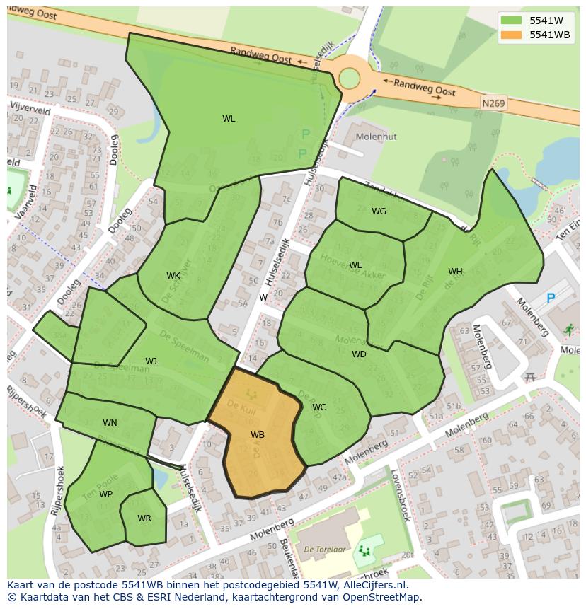 Afbeelding van het postcodegebied 5541 WB op de kaart.