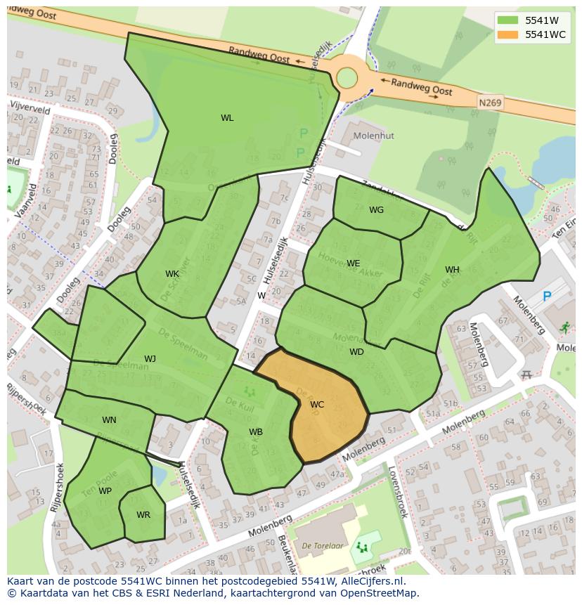 Afbeelding van het postcodegebied 5541 WC op de kaart.