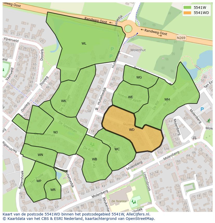 Afbeelding van het postcodegebied 5541 WD op de kaart.