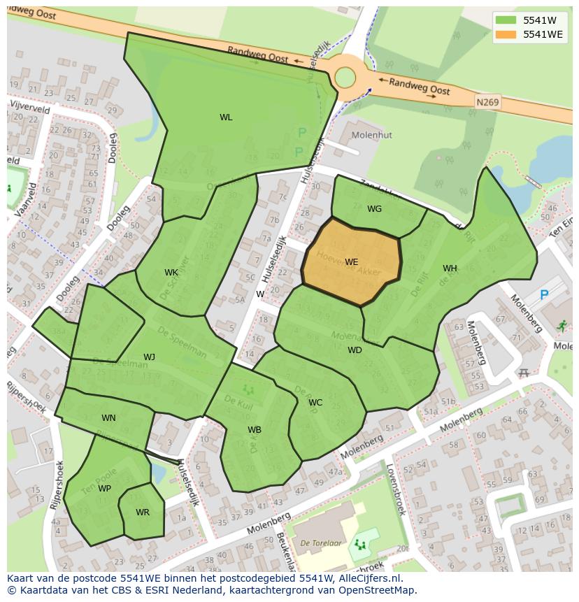 Afbeelding van het postcodegebied 5541 WE op de kaart.