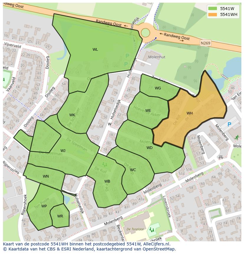 Afbeelding van het postcodegebied 5541 WH op de kaart.