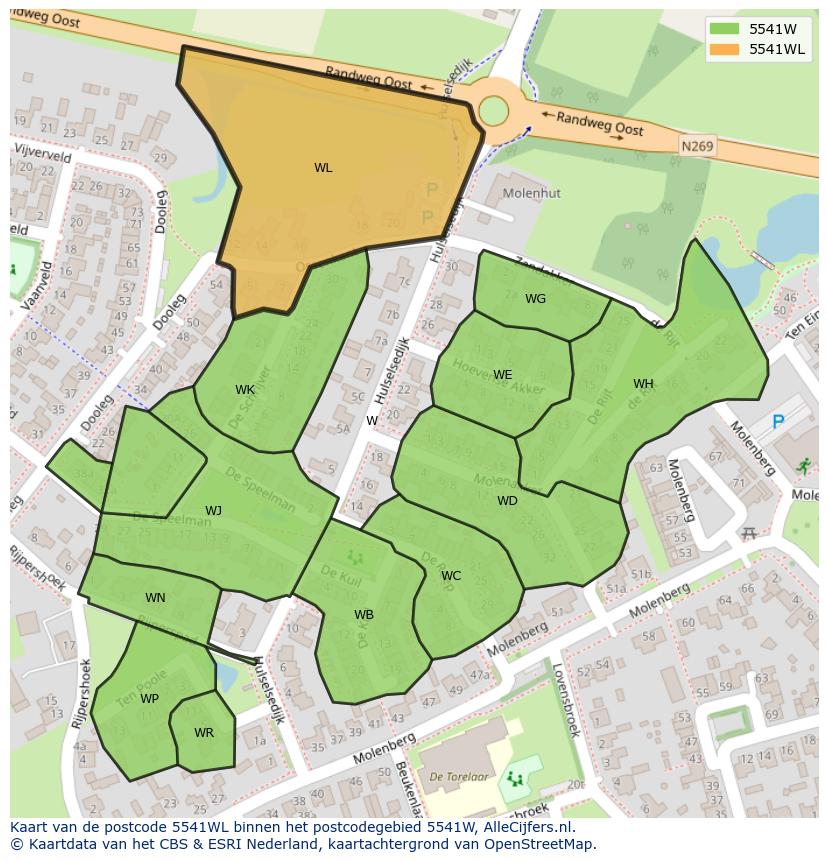Afbeelding van het postcodegebied 5541 WL op de kaart.