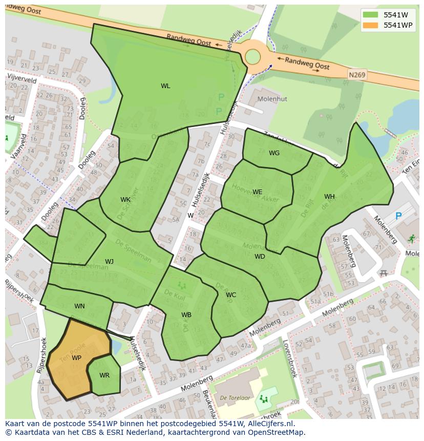 Afbeelding van het postcodegebied 5541 WP op de kaart.