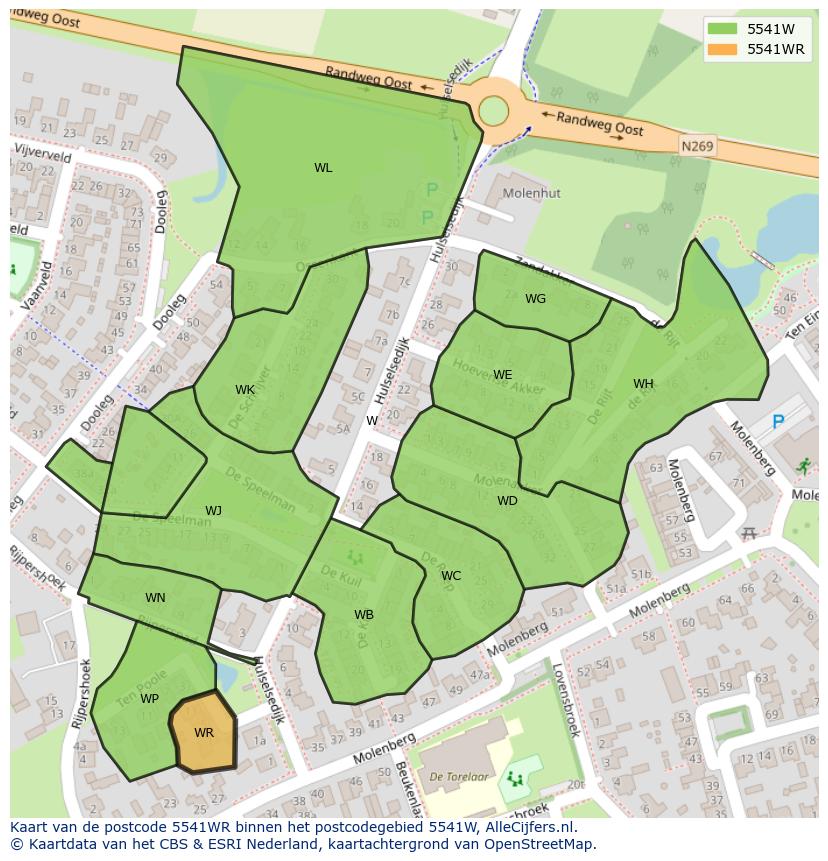 Afbeelding van het postcodegebied 5541 WR op de kaart.