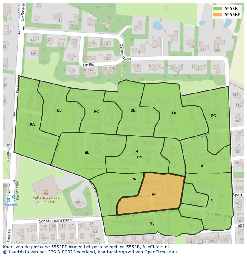 Afbeelding van het postcodegebied 5553 BP op de kaart.