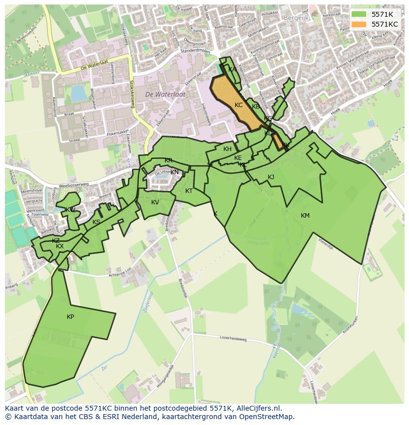 Afbeelding van het postcodegebied 5571 KC op de kaart.