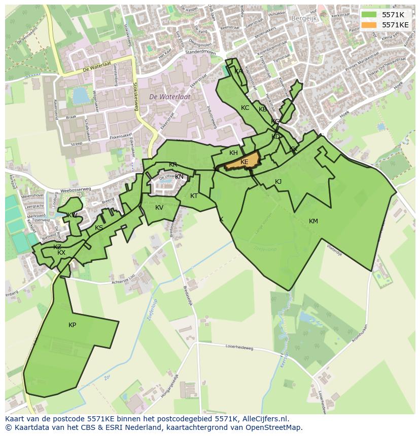 Afbeelding van het postcodegebied 5571 KE op de kaart.