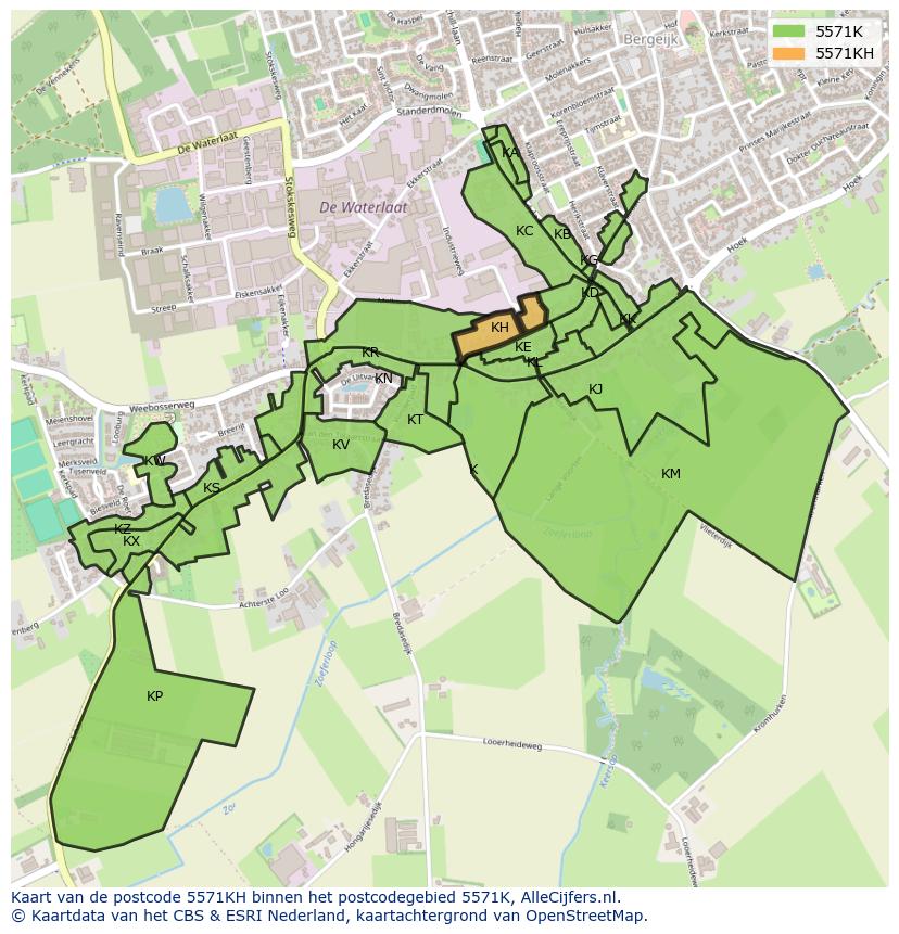 Afbeelding van het postcodegebied 5571 KH op de kaart.