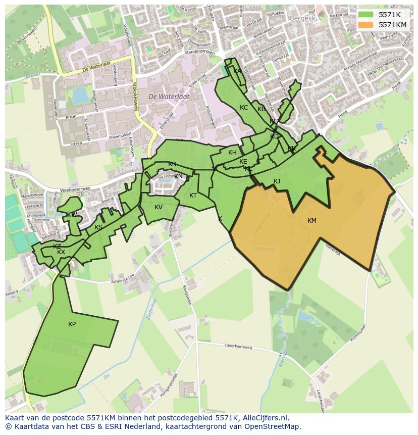 Afbeelding van het postcodegebied 5571 KM op de kaart.