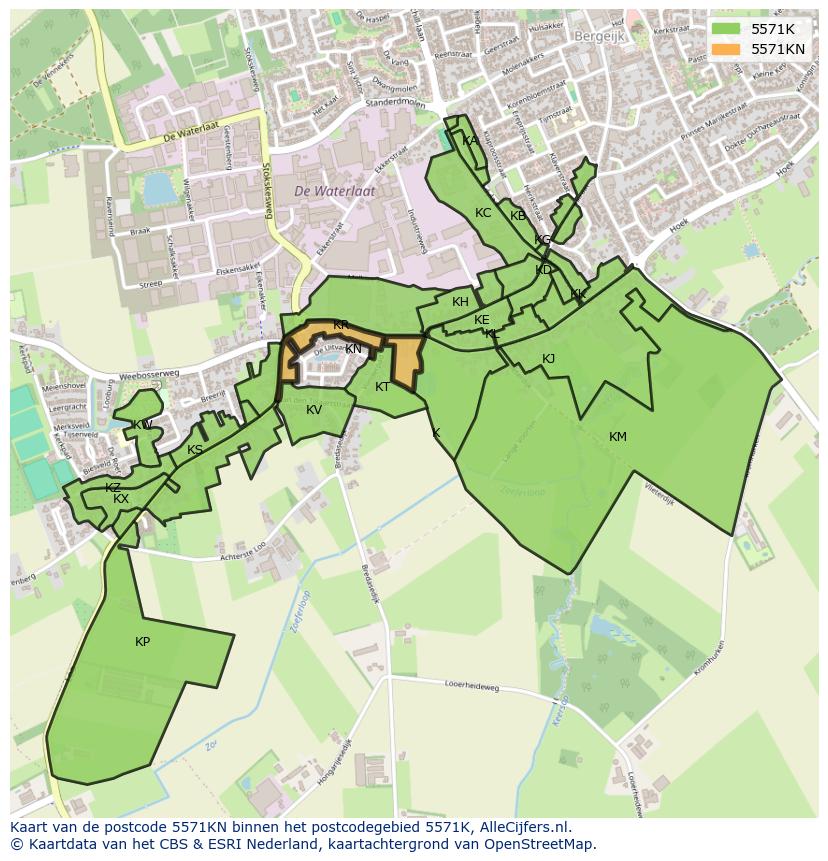 Afbeelding van het postcodegebied 5571 KN op de kaart.