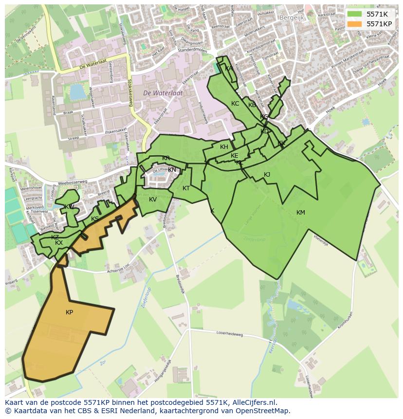 Afbeelding van het postcodegebied 5571 KP op de kaart.