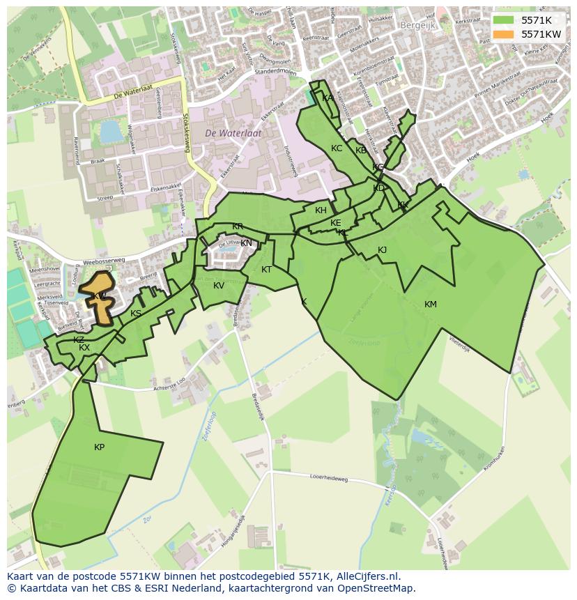 Afbeelding van het postcodegebied 5571 KW op de kaart.