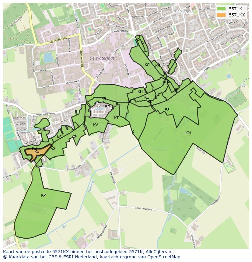 Afbeelding van het postcodegebied 5571 KX op de kaart.