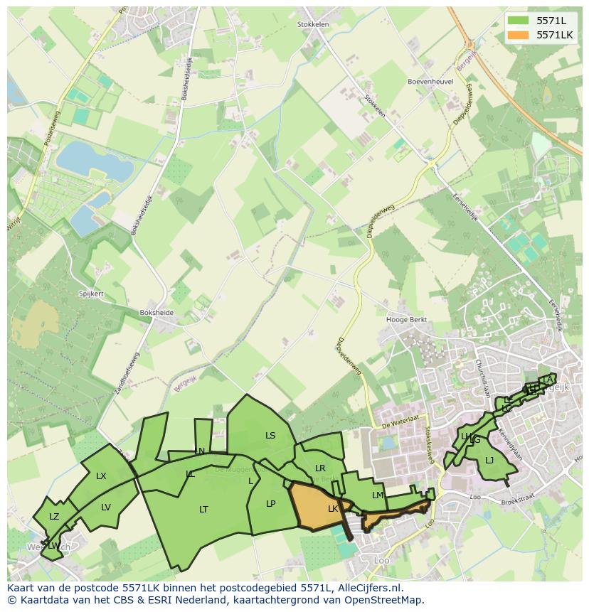 Afbeelding van het postcodegebied 5571 LK op de kaart.