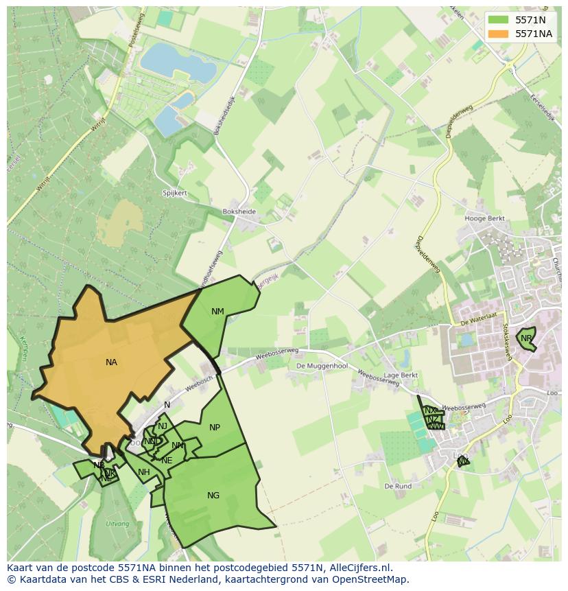 Afbeelding van het postcodegebied 5571 NA op de kaart.