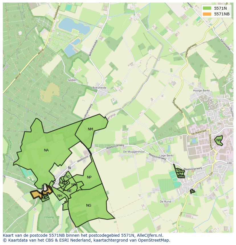 Afbeelding van het postcodegebied 5571 NB op de kaart.