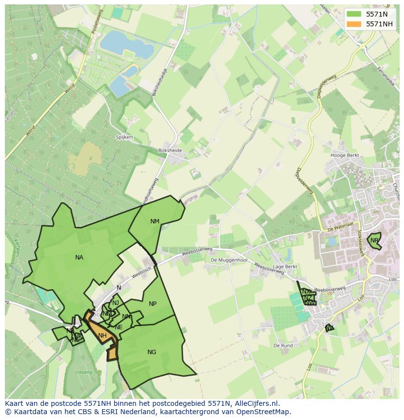 Afbeelding van het postcodegebied 5571 NH op de kaart.